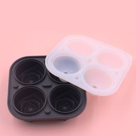 1pc Rose Ice Cube Mold Tray; Silicone 4-Cell Ice Cube Mold For Whiskey Cocktail Refrigerator Kitchen Utensils (Color: Black)